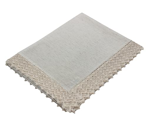 Cotton Craft Flax Linen Tablecloth With Lace - 60X84 Inch Rectangle Table Cloth - Fall Thanksgiving Holiday Party Kitchen Dining Table Cover - Washable Reusable Fabric 7 Foot Tabletop Cover - Natural #TOP7
