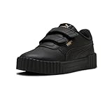 PUMA Unisex-Child Carina Hook and Loop Shoes, Black-Gold AH25, Little Kid 1.5