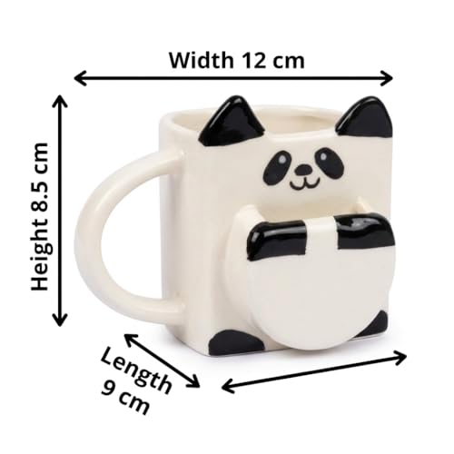 Image of Ceramic Panda Coffee, Tea Mug with 3D Cookie Biscuit Tea Bag Holder | Cute Panda Cup with Snack Holder | Tea Mug Gift |240ml | Microwave & Dishwasher Safe -Gift for Panda Lovers, Kids, Teens & Adults