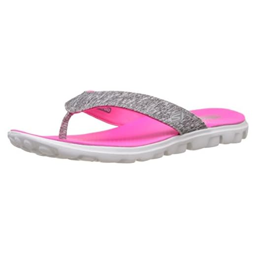 Skechers On-The-Go Flow, Chanclas Mujer, Gray/Hot Pink, 38 EU