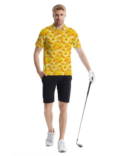 Image of Men's Funny Golf Shirts Hawaiian Polo Shirts 80S Flashes Polo Shirts Funny Hawaiian Beach Summer Golf Polo Shirts