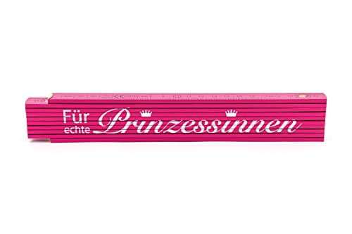 Zollstock Prinzessin 2 Meter Pink mit Winkelmesser - Perfektes Geschenk für Frauen Handwerkerinnen Heimwerkerinnen Bauherrinnen Bau Baustelle Gliedermaßstab Schmiege Holz