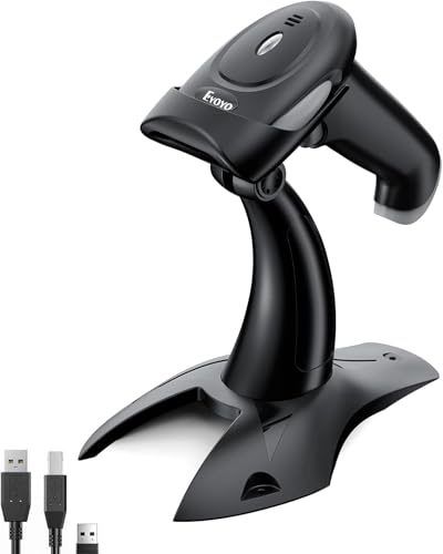 Eyoyo 2D 1D Wireless Barcode Scanner with Stand, 3-in-1 Barcode Reader 2.4G Wireless & Bluetooth...