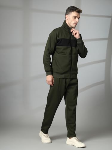 Image of CHKOKKO Track Suit For Man High Neck Winter Tracksuit Men Full Zip Jacket With Elastic Waist Lower And Soft Sports Activewear Set For Gym Running And Casual Use