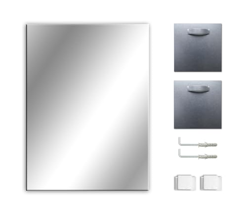 Ramix Spiegel, Rahmenloser, Spiegelfliese, Wandspiegel, Badspiegel, Zimmer, Größe: Breite 60 cm x Höhe 50 cm