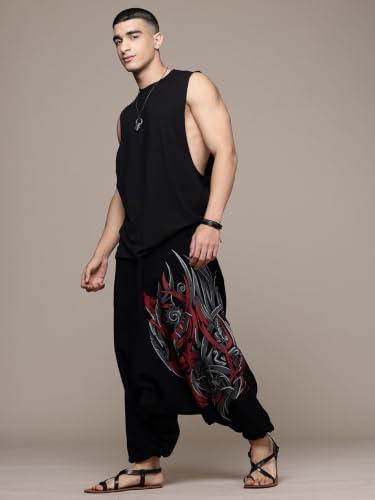 Image of The Veshti Company Printed Harem Pants for Men's Cotton Hippie Style Baggy Boho Yoga Pajama Pant with Pocket