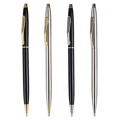 Bolígrafo de 4 Piezas, bolígrafo de Metal con rotación de Dos Cabezas, Suministros de Oficina/Hotel, Tinta Negra, Privado o de Regalo