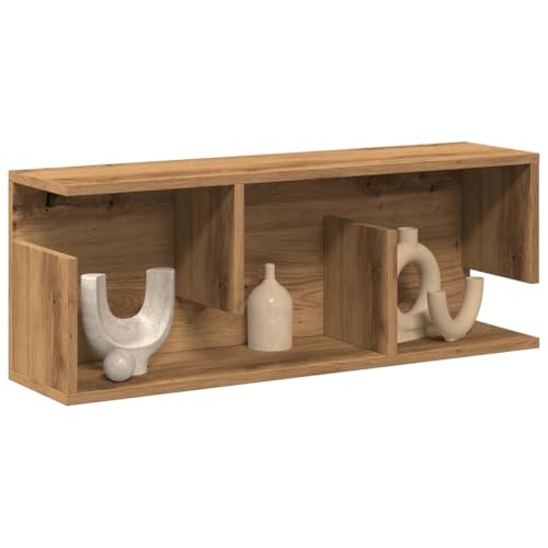 Estantería de pared de madera de roble artificial de 80 x 20 x 30 cm 2