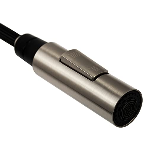 Image of Dura Faucet DF-MK504SLK-MBSN RV Pull-Down Kitchen Faucet (Matte Black) | High-arc spring pull-down kitchen faucet for RV and camper galleys. Matte Black and Satin Nickel finish.