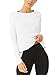 Bestisun Long Sleeve Yoga Shirts Open Back Workout Tops Backless Exercise Clothes for Women Loose Fit White S