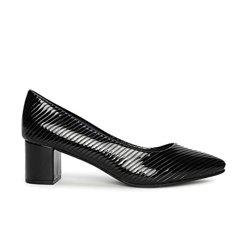 Image of Marc Loire Women's Self Design Comfortable Slip-on Casual Pointed Toe Block Pumps Heels