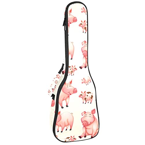 Housse ukulélé ténor étanche et rembourrée motif cochon rose