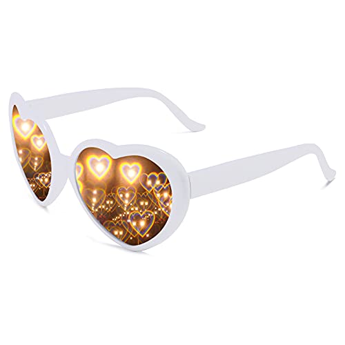 Dollger Heart Sunglasses Heart Effect Diffraction Glasses Festival Accessories Party Rave Lights Glasses Love Gift