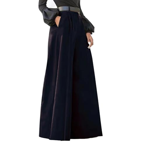 High Waisted Palazzo Wide Leg Pants Women Dressy, Tall Plus Size Formal Black High Waisted Wide Leg Dress Pants for Women