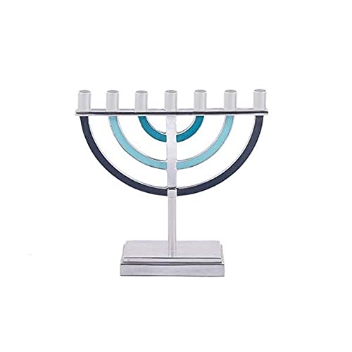 Yair Emanuel Blue Traditional 7 Branch Menorah, 15Cm