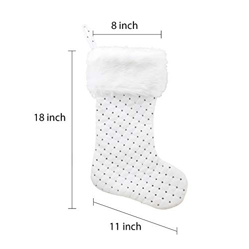 Caraknots White Christmas Stockings 6 Packs Large Velvet Glitter Embroidery White Christmas Stockings Personalized Xmas Home Decoration Holiday Fireplace Hanging For Family #TOP5