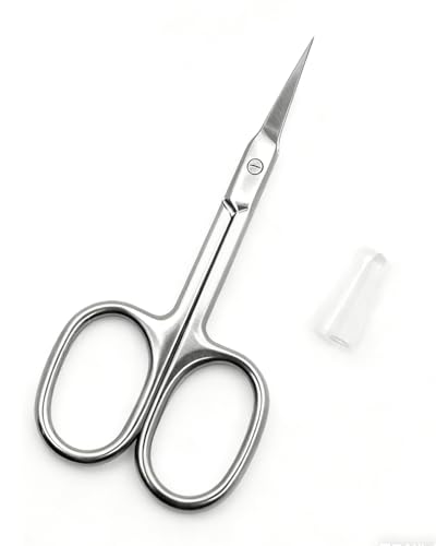 ZEXIJOW Tijeras Profesionales para Uñas y Cutículas con Hoja Curva y Punta Precisa,Acero Inoxidable para Manicura,Pedicura,Cejas,Pestañas y Vello Facial