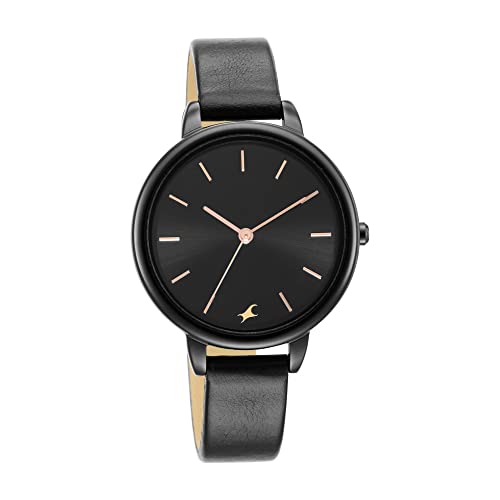 Image of Fastrack Stainless Steel Glitch Analog Black Dial Women's Watch-6234Nl01, Band Color:Black