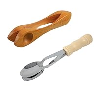 WBYNB 2 Stück Edelstahl-Musiklöffel, Holz-Musiklöffel, Traditionelle Percussion-Löffel, Musikalische Löffel Instrumente, Percussion-Instrumente aus Holz für Partys, Feste und Feiertage