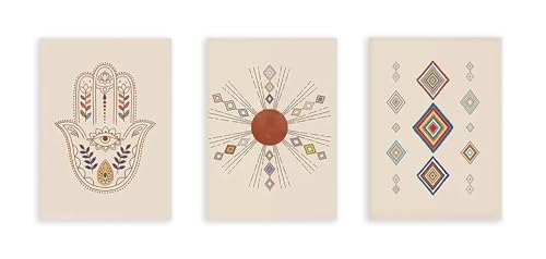 Impressions sur toile Boho déco murale moderne affiches tapis marocain et soleil abstrait