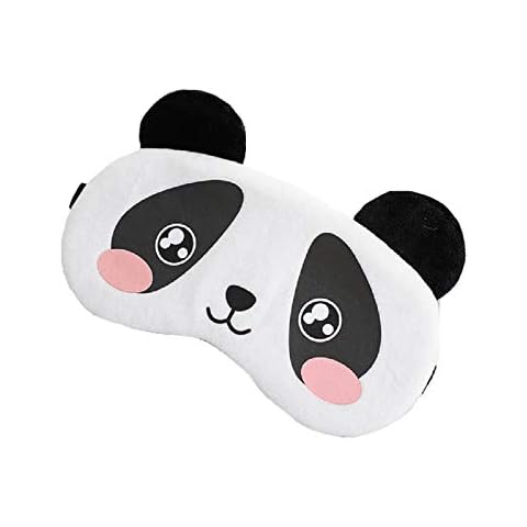 Fxaelian Cute Cartoon Novelty Animal Panda Eye Mask for Sleeping Short Plush Sleep Mask Sleping Mask Blindfold Eye Cover for Women Kids Adult Girls Boys White Cover