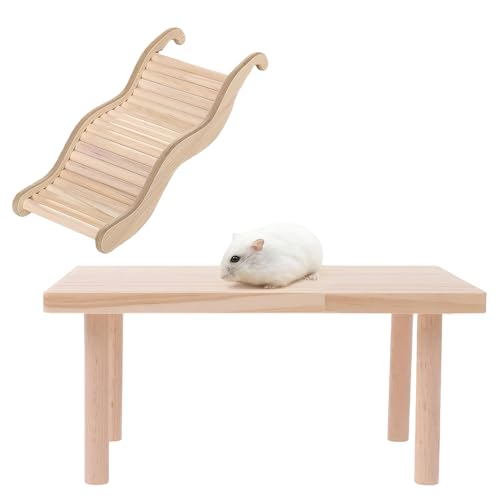 2-teiliges Set Hamster Plattform und Hamsterbrücke, Kletter-Aktivitätsspielzeug, Hölzerner Hamster...