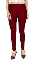 PT Women Skinny fit Shiny Satin Lycra Stretchable Churidar Leggings Regular and Plus Size Maroon