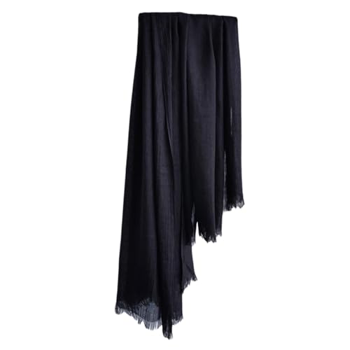 Harewom Lightweight Gauze Linen Feeling Shawl Wraps for Women Beach Summer Scarf for Evening Wedding Dresses Black