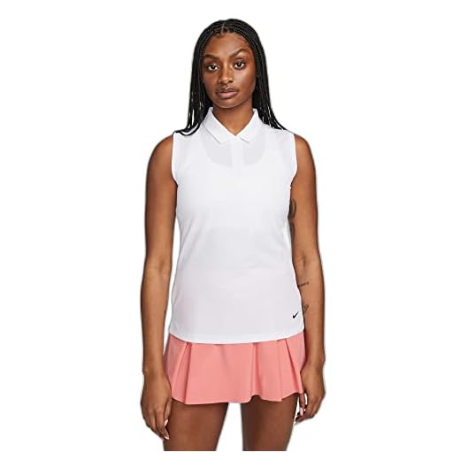 Nike Women's Dri-Fit Victory Sleeveless Golf Polo Shirt, white/black, L