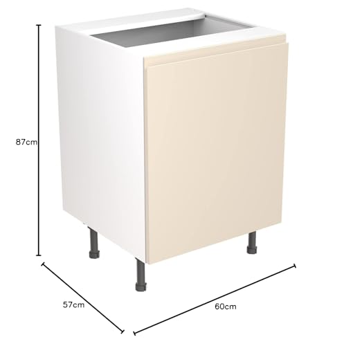 Kitchen Kit Flatpack Base Cabinet - Screwless Quick Build Kitchen Unit - J-Pull Door - Base Unit - Sink/Hob - 600x870mm - Cashmere Matt - Image 2