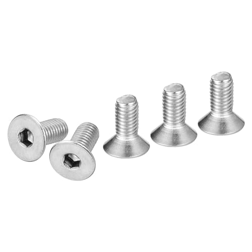 Image of DTGN M5-0.8 x 12mm Flat Head Socket Cap Screws, 100 Pack 304 Stainless Steel Hex Socket Flat Head Screws, Full Thread, Countersunk Bolts