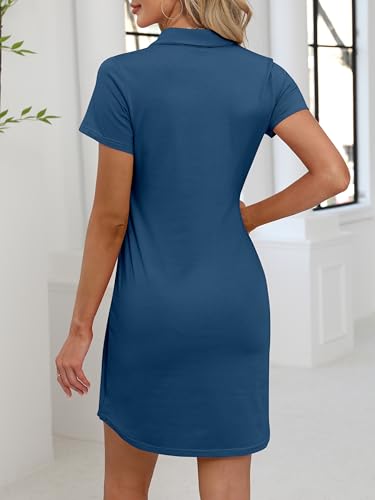 Image of ANRABESS Women Mini T Shirt Dress, V Neck Short Sleeve with Pockets, Soft Medium Stretch Trendy Summer Casual Beach Vacation