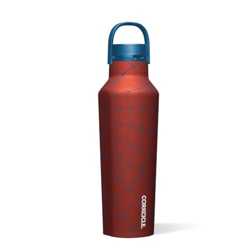 Corkcicle x Marvel Spider-Man Sport Canteen Insulated Tumbler, 20 oz – Reusable Water Bottle Keeps Beverages Cold for 25 Hours & Hot 12 Hours – Cupholder Friendly Tumbler with Screw-On Cap
