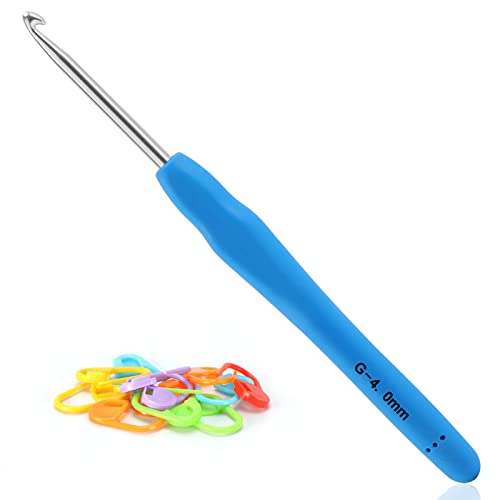 Vodiye Professional Extra Long 4mm Crochet Hooks, Ergonomic Handle Set for Beginners and Experienced Lovers