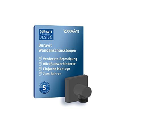 Coude de raccordement de douche Duravit noir mat avec rosace carrée