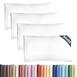 Pillowcases 4 Pack King Size 50x90 cm White, Brushed Microfiber with Envelope Closure, Extra Soft Breathable Cooling Pillow Cases, Wrinkle Free Machine Washable Pillow Covers, OEKO-TEX Certified