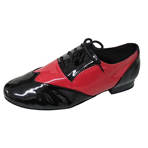 Elisha Dance Chaussures de danse pour homme Salsa Latin Tango Rock's N Roll pour soirée sociale soirée danse pour homme Bleu et blanc, rouge (noir/rouge), 44 EU