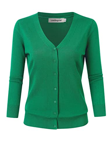 Women's 3/4 Sleeve Button Down Sweater Cardigan2