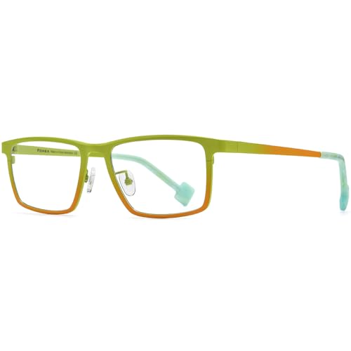 Image of FONEX Colorful Pure Titanium Glasses Frame Women Retro Round Eyeglasses