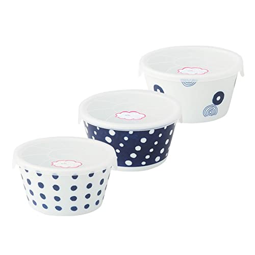 Saikai Pottery 14137 Hasamiyaki, Indigo Japan, Range Pack, Canister, Diameter 4.3 x 2.4 inches (11 x 6 cm), 3 Patterns, Tableware Set (Gift Box), Microwave, Dishwasher-safe, Tableware with Lid,