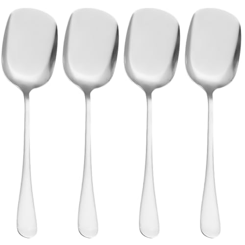 4 Pcs Stainless Steel Serving Spoon Classic Serving Table Spoons Cooking Kitchen Spoon Buffet Serving Spoon Kitchen Tool for Restaurant Banquet (Silver)
