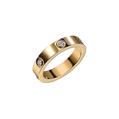 18K Gold Plated Love Rings for Women | Cubic Zirconia Promise Ring Wedding Band for Couple | Engagement Promise Rings for Her | Stackable Band Rings Cover