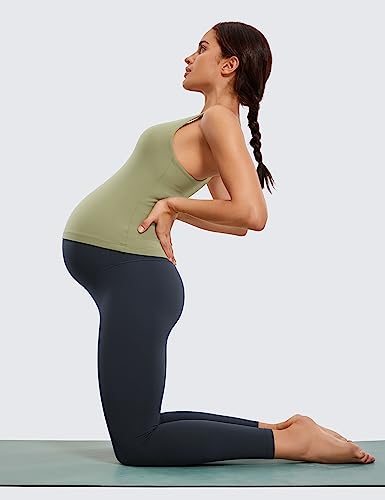 CRZ YOGA Womens Butterluxe Maternity Leggings Over The Belly 25\" - Buttery Soft Workout Activewear Yoga Pregnancy Pants True Navy Small - Thumbnail 3