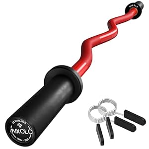 Mikolo EZ Curl Bar, 2 Inch Olympic Curl Bar for Biceps and Triceps, 47” Curling Bar with Knurled Grip, 700LB Barbell Bar with Multi-Angle Wrist-Friendly Design