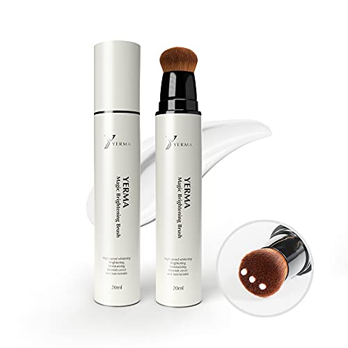 YERMA Makeup Face Primer with Brush - Instant Brightening and Whitening, Minimize Pores and Fine Lines, Natural Ingredients Moisturizing Primer for All Skin Types, Illuminate and smooth skin surface