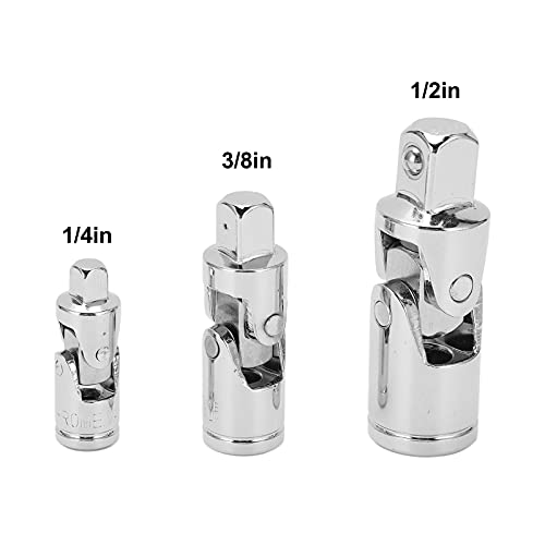 Junta Universal de Chave, Adaptador de Soquete de Junta de Chave de 3 Peças 1/4 pol. 3/8 pol. 1/2 po