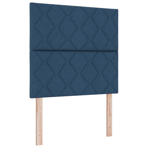 vidaXL Blaues Stoffboxspringbett Mit Matratze & LED 100X200 cm Fleckenresistentes Kopfteil Für Schlafzimmermöbel Zeitgenössisch Schaum Diamantblockmuster Topper Einzel vidaXL Blaues Stoffboxspringbett Mit Matratze & LED 100X200 cm Fleckenresistentes Kopfteil Für Schlafzimmermöbel Zeitgenössisch Schaum Diamantblockmuster Topper Einzel
