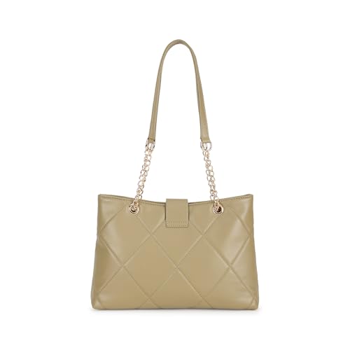 Image of Fastrack ButtonUp Shoulder Bag | Quilted Faux-Leather Women's Handbag | Bag with Chain Strap & Dual Closure
