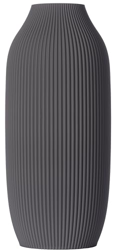3D Vase Dekovase Stella XL 38cm Bodenvase Dunkelgrau Deko Vase Pampasgras...