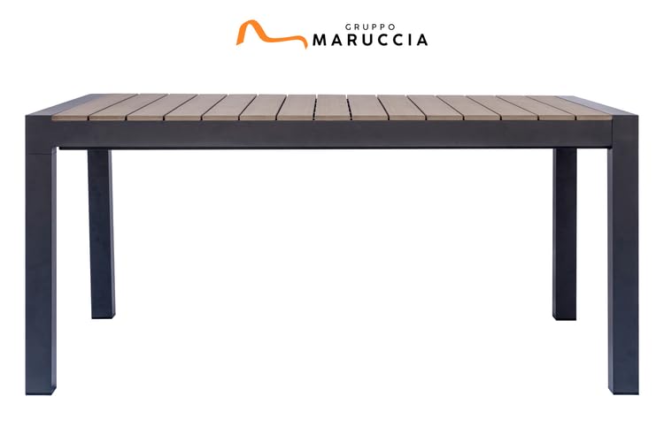 Gruppo Maruccia - Tavolo da Giardino in Alluminio e Legno Resinato - Allungabile da 160 a 210 cm - Resistente agli Agenti Atmosferici - Arredamento Ville, Resort, Casa (Antracite)